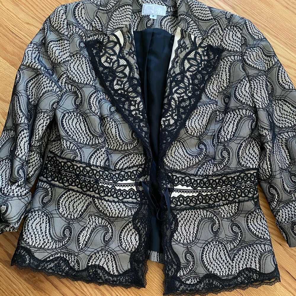 Elegant Black and Gray Lace Women's Jacket and top